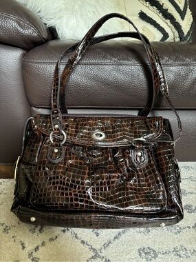 Croc-Embossed laptop Bag